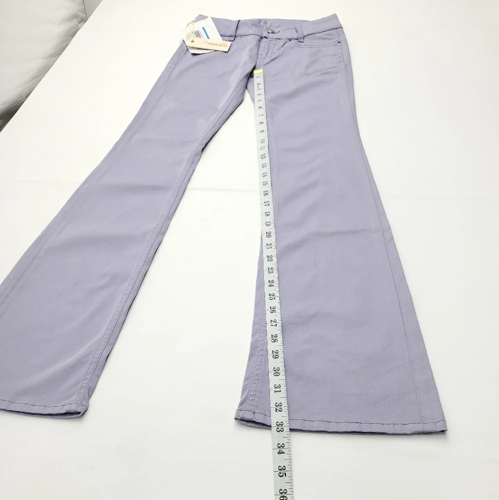 NEW Diesel Womens Low Rise Flare Pants Lilac Stretch Cotton Blend Size 25